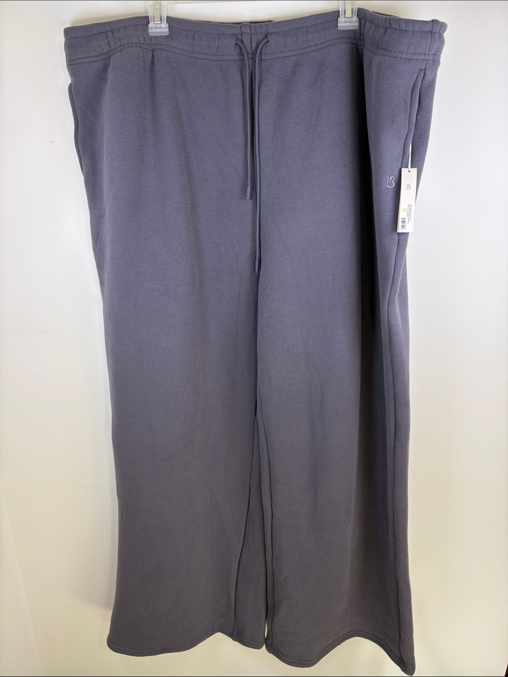 Buffbunny Plush Fleece Straight Wide-Leg Sweatpants - Blue Steel- XXL- NWT
